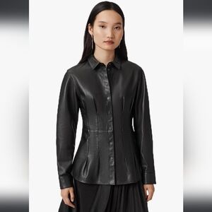 All Saints Larson Lea Leather Shirt